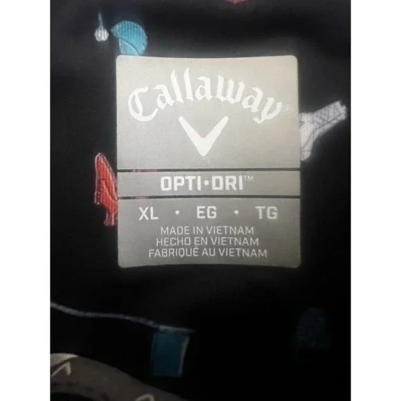Callaway Men's Opti-Dri Golf Polo Shirt XL NWT Blue Multicolor Print Stretch UPF - Picture 3 of 9